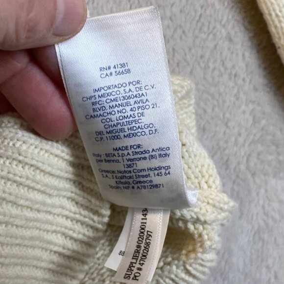 Chaps Womens Sweater L Nordic Fair Isle Ivory Red Black Cotton Blend - Picture 7 of 9